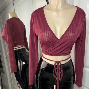 Elegant Burgundy Wrap Top small